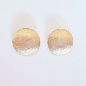 Vintage Coro Gold Tone Disc Clip-On Earrings Textured Round Signed